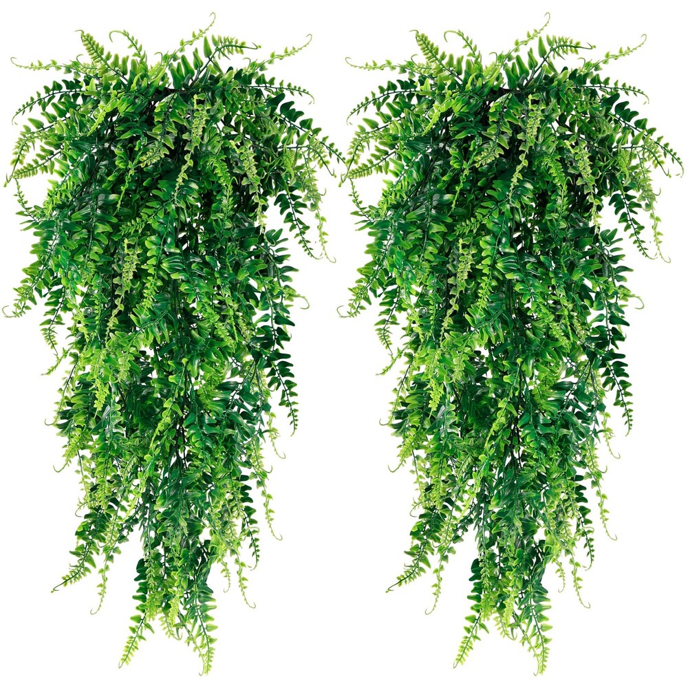Sggvecsy 4 Pack Artificial Hanging Plants Fake Plant Faux Light Green