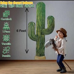 6-Ft Desert Saguaro Cactus Cardstpck Cut-Out Southwestern Party Wall Decor #452