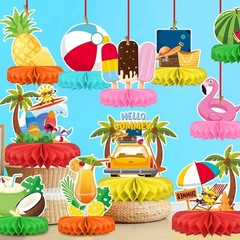 Versatile Beach Themed Party Set: Fun Honeycomb Centerpieces for All Occasions