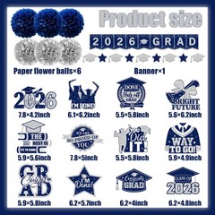Graduation Banner Decorations,2026 Grad Banner and Congrats Grad Hanging Swir…