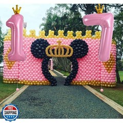 TONIFUL Crown Light Pink 40 Inch Large Number Balloons 0-9, Crown Foil Mylar