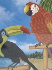 NEW Tropical Birds Beach Wall Mural 42×72” Luau Summer Party Photo Backdrop