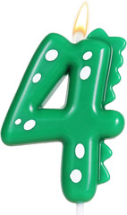 Green Number 4 Dinosaur Candle for Boy Birthday Party Decorations, 4Th Birthday