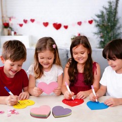 72 PCS 5.5 Inch Large Heart Paper Cutouts 9Color Bulletin Board Decor