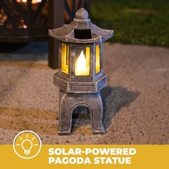 VP Home Solar Powered Asian Statue, Pagoda Garden Decor, Outdoor Zen Garden L…