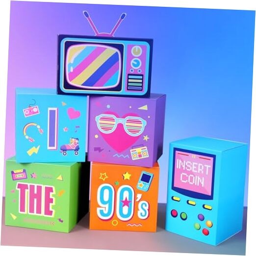 6 Pcs Large Party Decorations Hip Hop Favor Set Paper Party Boxes Novelty 90s