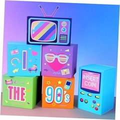 6 Pcs Large Party Decorations Hip Hop Favor Set Paper Party Boxes Novelty 90s