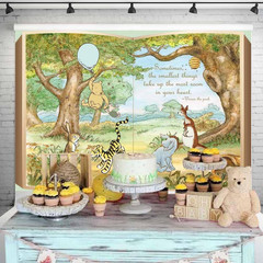 Classic Pooh Giant Book Backdrop Vintage Hundred Acre Wood Background Bear with