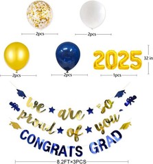 Navy Blue Gold 2026 Graduation Party Decorations Foil Balloon 2026 We are So Pro