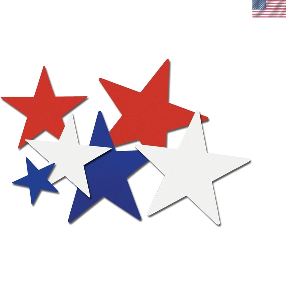 Stunning 10-Pack of 5-Inch Red White Blue Star Cutouts for Memorable Parties