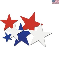 Stunning 10-Pack of 5-Inch Red White Blue Star Cutouts for Memorable Parties