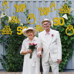50Th Anniversary Decorations, Gold Glitter Happy 50Th Anniversary Hanging Swirls