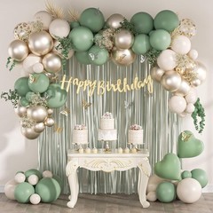 Sage Green Birthday Party Decorations with Happy Birthday Banner Green Fringe…