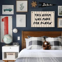 «Blue Striped Wall Hanging Banner for Kids Room Playroom Decor, 20×30 Inch»