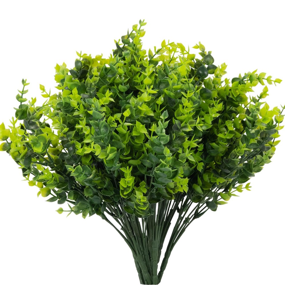 LYRWI 8 Bundles UV Resistant & Non-Fading Artificial 8 Bundles, Greenery
