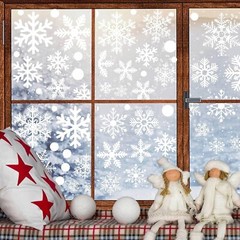321pcs Christmas Window Clings for Glass Windows 9sheets Snowflake