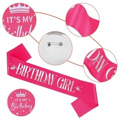 Birthday Girl Decorations – Set Includes Girl Sash & Its My Birthday Badge for