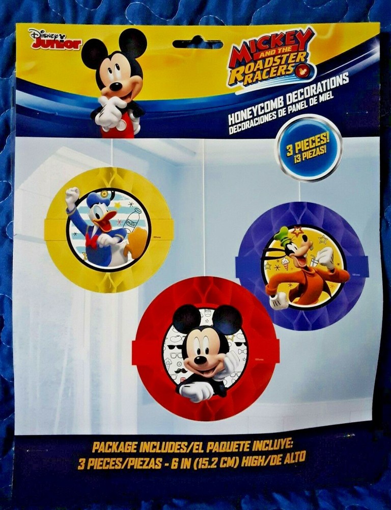 *New* Disney Junior Mickey and the Roadster Racers Honeycomb Decorations 3pc Set