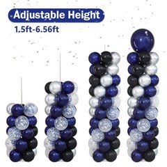 Navy Blue Black and Silver Balloon Column Stand Kit Set of 2 for Floor, Blue …