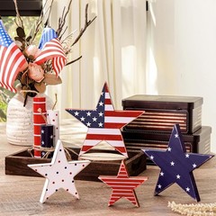 Vintage Star-Shaped July 4th Decor – 4 Count Rustic American Table Centerpiece