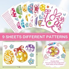 9 Sheets Easter Window Clings Colorful Easter Egg Flowers Window Stickers Double