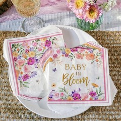 Baby In Bloom Floral Scallop Disposable Baby Shower Tableware (Plates, Napkins)