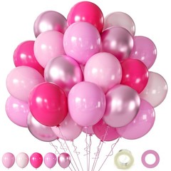 Pink Balloons Metallic Pink Balloon, 60Pcs 12Inch Chrome Deep Light Pearl Hot