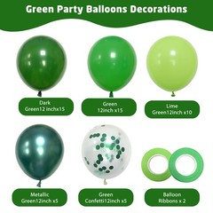 Green Balloons, 50pcs 12 Inch Different Shades Dark Green Balloons Green Latex