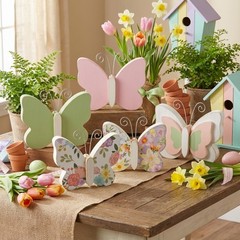 5 Pcs Wooden Butterfly Centerpiece for Table Summer Tiered Tray Decor Rustic …