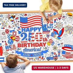 DPKOW 250th Anniversary American Coloring Tablecloth 4th of July Party Favors, A