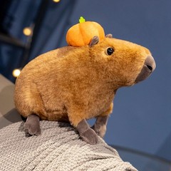 Cute Capybara Plush Toy with Mini Pumpkin Fall Stuffed Animal Decor Gift