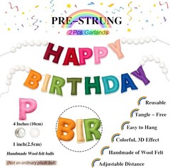 Wool Felt Rainbow Birthday Garland – Perfect for Memorable Celebrations
