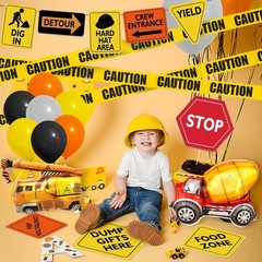 151Pcs Construction Party Supplies – Birthday Decorations, Balloon Arch, Caution