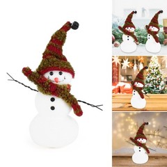 Snowman Plush Dolls with Striped Hat and Scarf Christmas Festival Desk Ornament