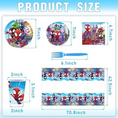 81 pcs, Spidey and Friends, Spider-Man birthday party supplies 10 guests.