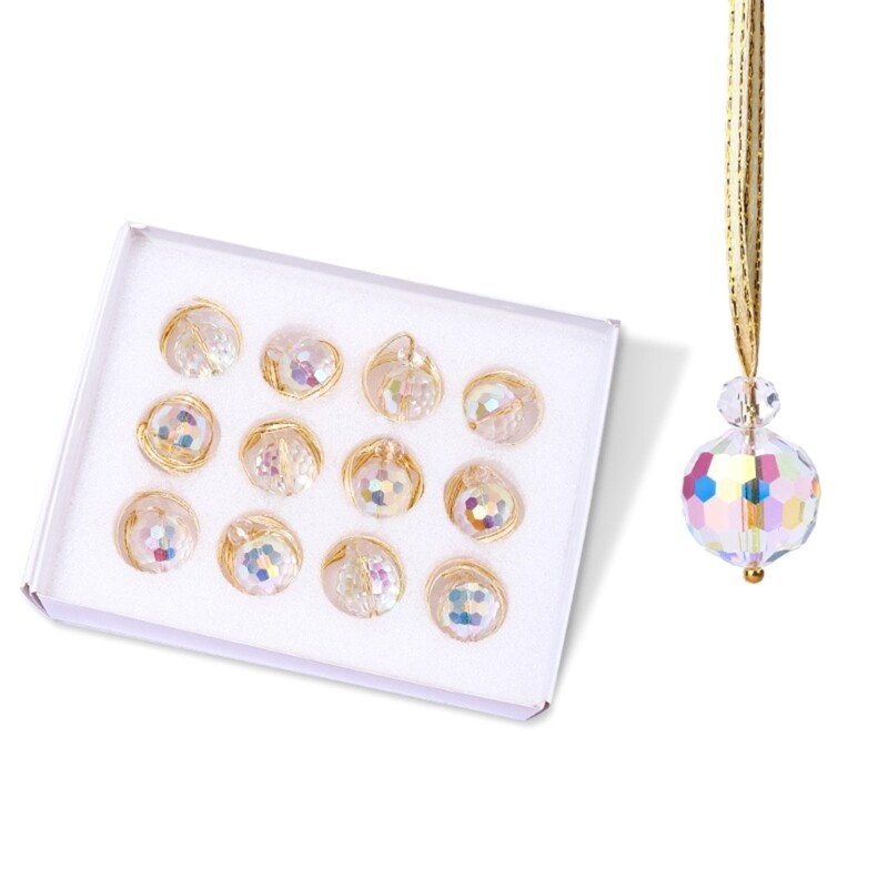 12PCS Decorative Colorful Glass Pendants Crystal Prism Balls for Christmas