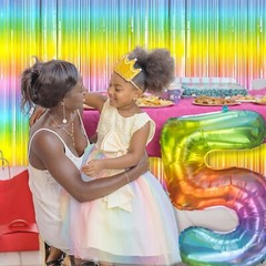 3 Pack Backdrop Pastel Rainbow Foil Fringe Backdrop Curtains Dance Party Deco…