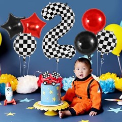 Checkered Number 2 Balloon, 40 Inch Large Foil Race Car Number Balloons, Big …