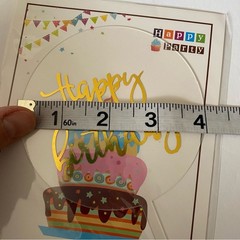 Happy birthday cake topper gold calligraphy acrylic plexi glass-4” 5 pack