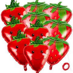 10 PCS Smiley Strawberry Balloons Mixed, Strawberry Foil Balloons – 28 Inch, …