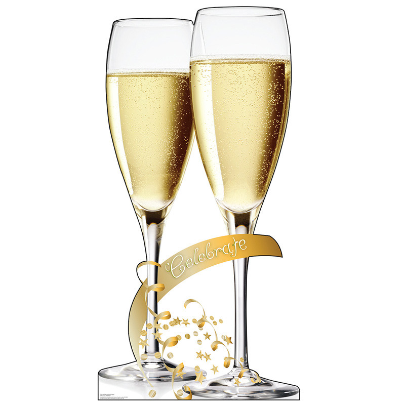 CHAMPAGNE GLASSES 5′ 10″ CARDBOARD CUTOUT Standup Standee Poster Party Prop Wine