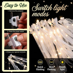 100 PCS Light Up Wedding Wands with Lace & Satin, LED Fairy Ribbon Streamers for