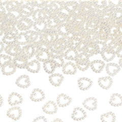 White Pearl Heart Table Scatter for Weddings and Crafts 400 Pcs