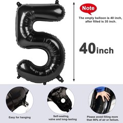 Balloon Numbers 40 Inch 5 Ballon for 5th Decorations, 15 25 35 50 Big Black N…