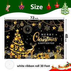 Extra Large Merry Christmas and Happy New Year Banner 72″ x 48″ New Year Backdro