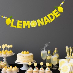 Lemonade Stand Decorations Pre-Strung Handmade Felt Lemonade Sign Banner Wool…