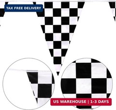 Checkered Flag Banner Black and White Racing Pennant Banner 98+ ft
