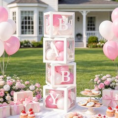 Baby Boxes for Baby Shower Decoration with 8 Letters and 36 Balloons 4pcs Cle…