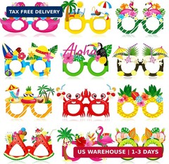 Moon Boat 60Pcs Hawaiian Luau Paper Glasses for Adults Bulk, Summer Beach Party