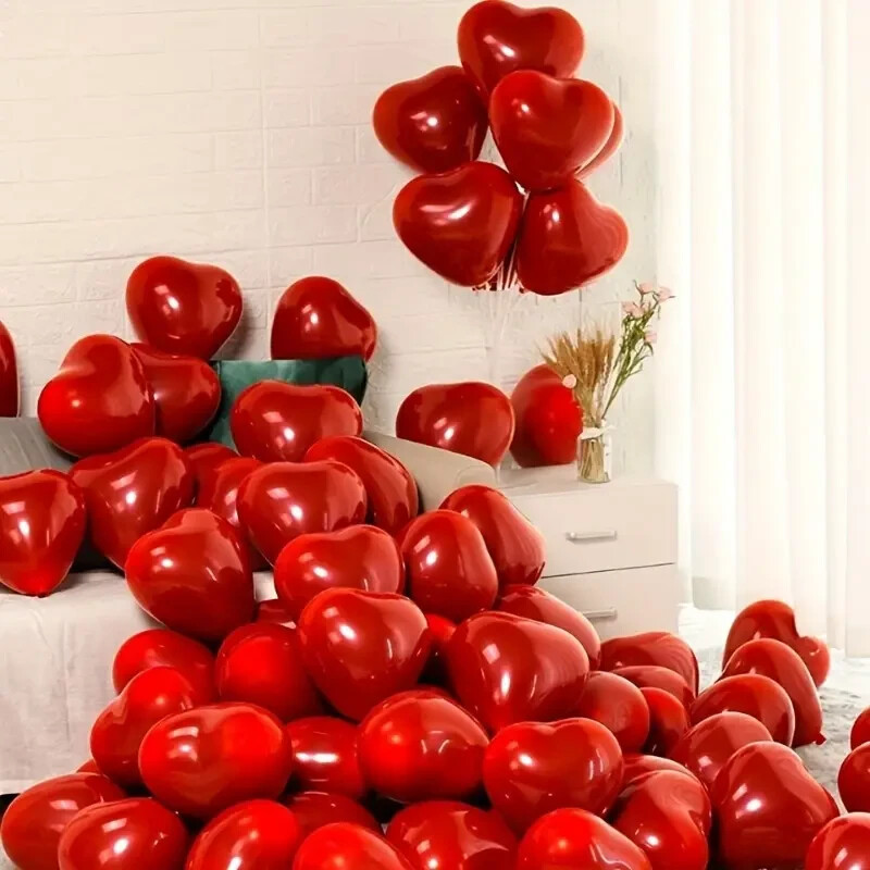 20 pieces Red Heart-Shaped Latex Balloons – 25.4 cm – for all occasions